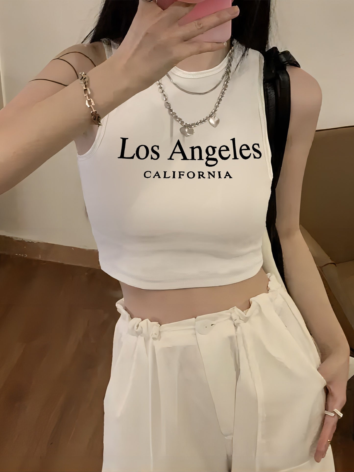 Letter Graphic Rib-knit Tank Crop Top