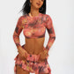 Women's Sexy Sunset Print Mini Suit