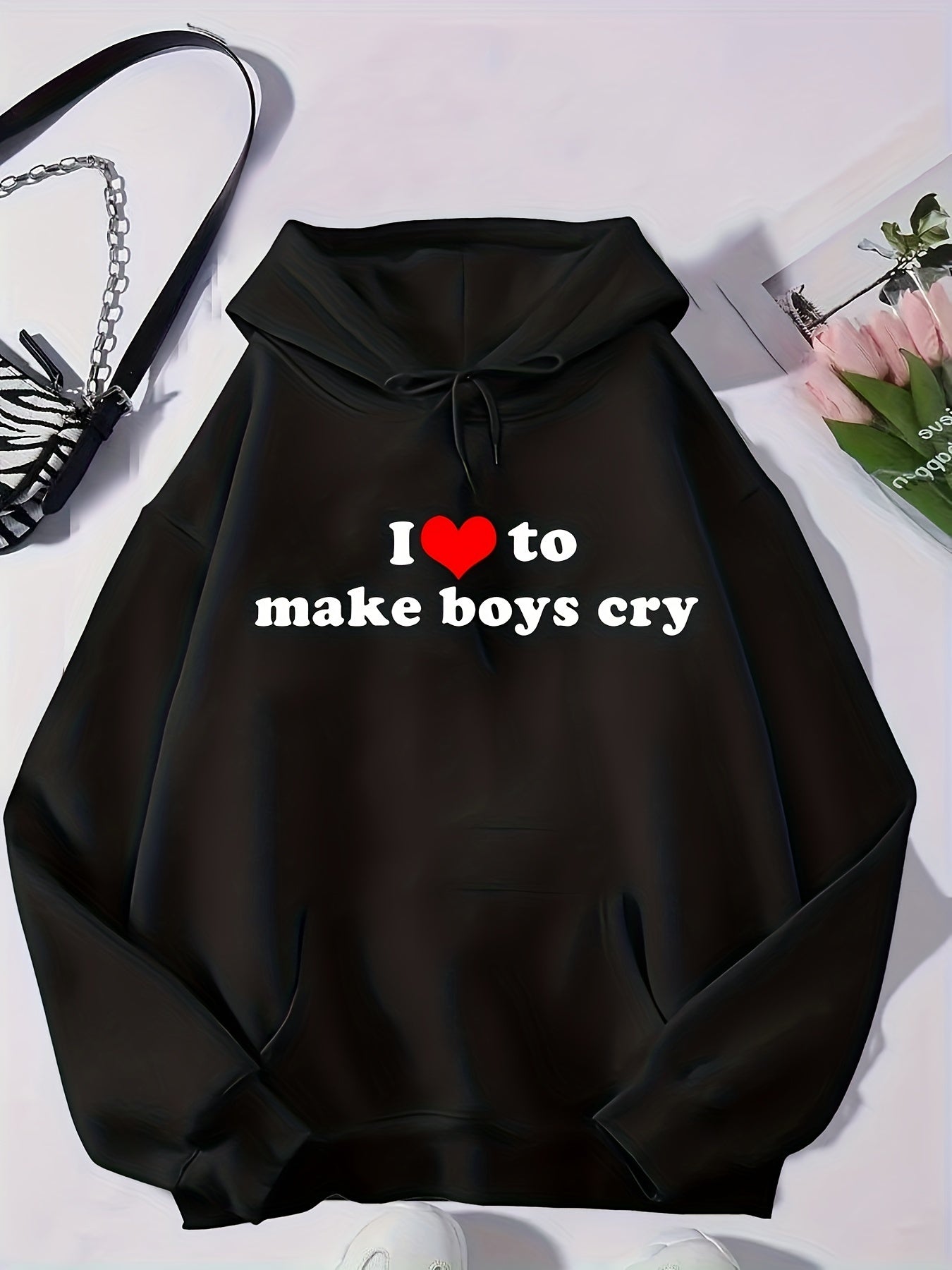 I Love to Make Boys Cry Women's Printed Sweatshirt-Casual Autumn Comfortable Pullover-Long Sleeve Solid Color Top