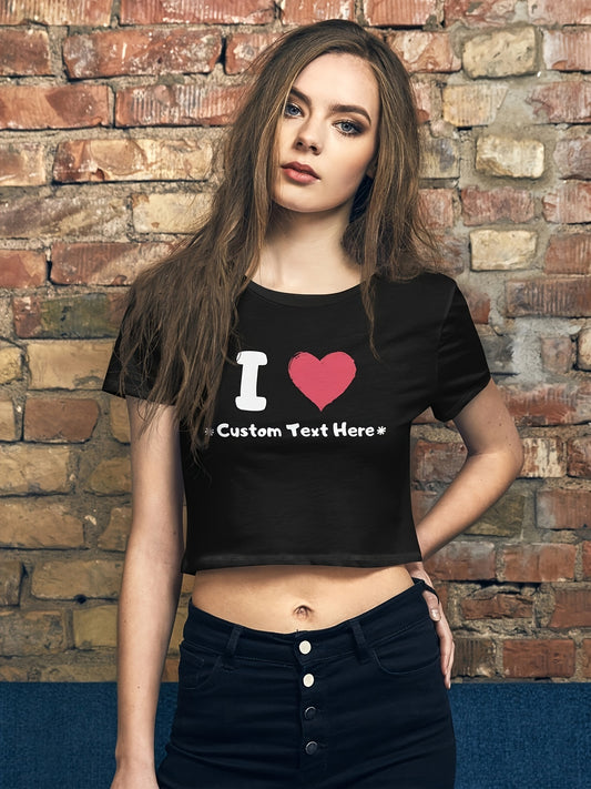 I Love Customed Short Style Top, Heart-Shaped T-shirt