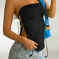 European and American Women's Clothing Solid Color Lace-up Backless Sexy Sling Vest