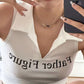 Hot Girl Sexy Letters Slogan Lapel Vest