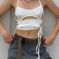 New Women's Waste Soil Style Top Sexy Cutout Halter Lace-up Hot Girl Navel-Exposed Vest