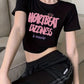 Hot Girl Black Pink Letter Printed T-shirt