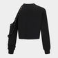 Black Off-Shoulder Hollow Chain Sweater Sweatshirt