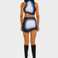 2023 New Irregular Print Top Wrapped Hip Short Skirt Fashion Suit Women