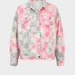 Pink Dark Grid Color Denim Jacket