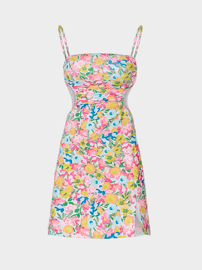 Printed Sling Cutout Open Back Floral Dress