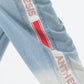 Ombre Sporty Gradient Letter Slight Stretch Jeans Cargo Pants