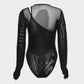 Hierarchical Hollow - Fake Two-piece Mesh See-through Bodysuit