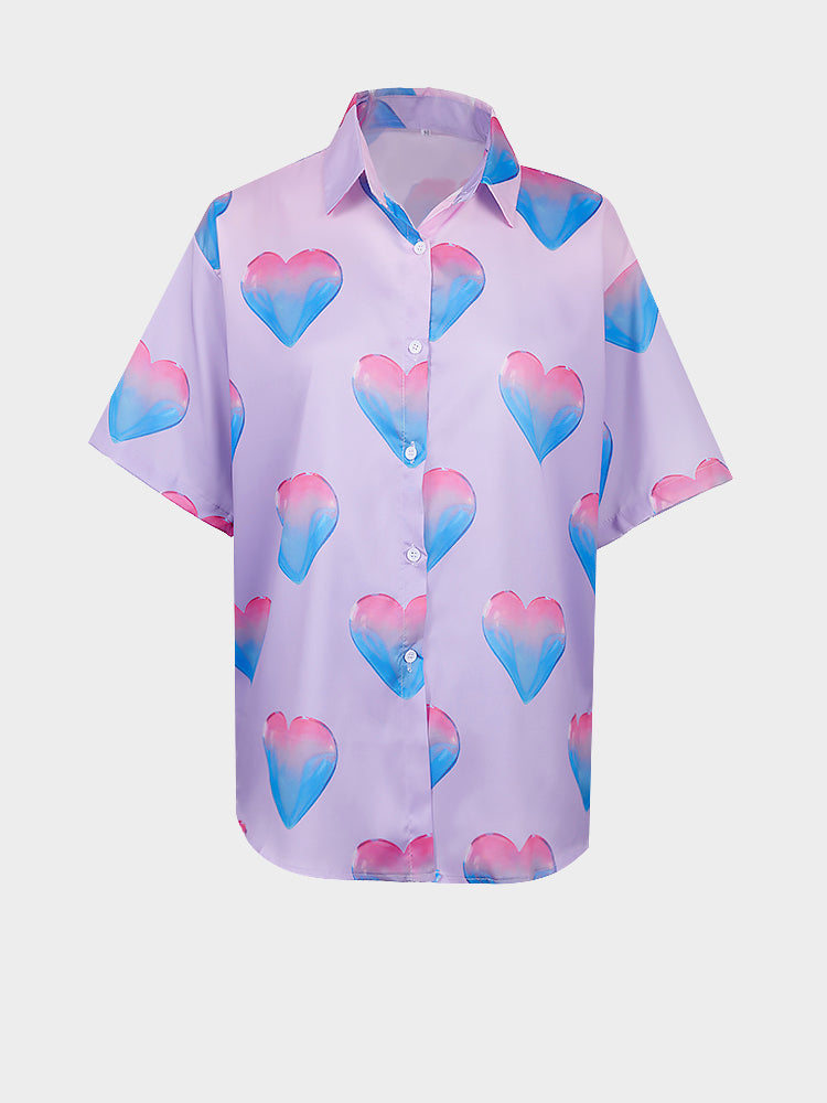 Retro Love Gradient Oversize Short-sleeved Shirt