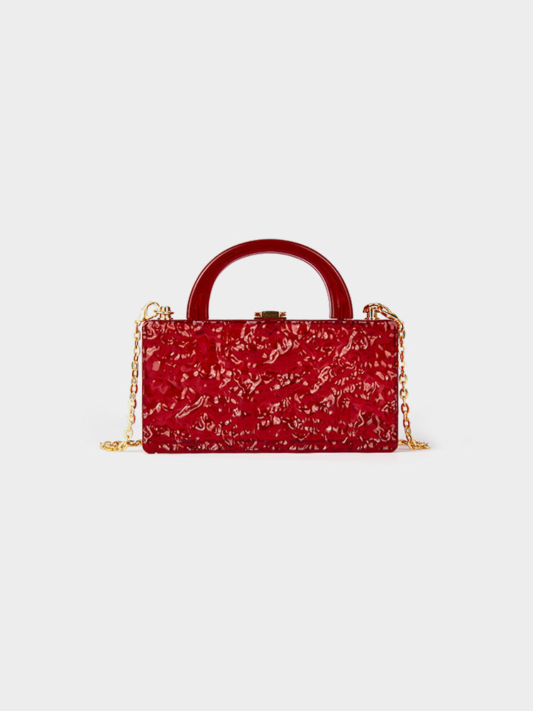 Metal Chain Red Acrylic Bag