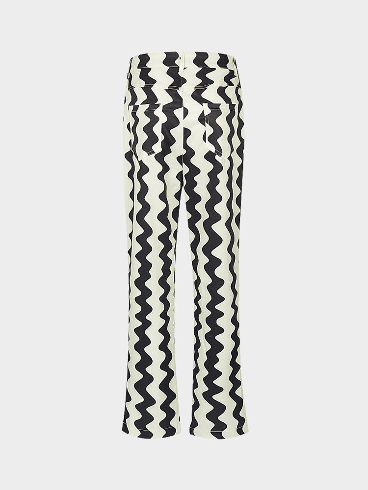 Wave Stripe Contrast Print Trousers
