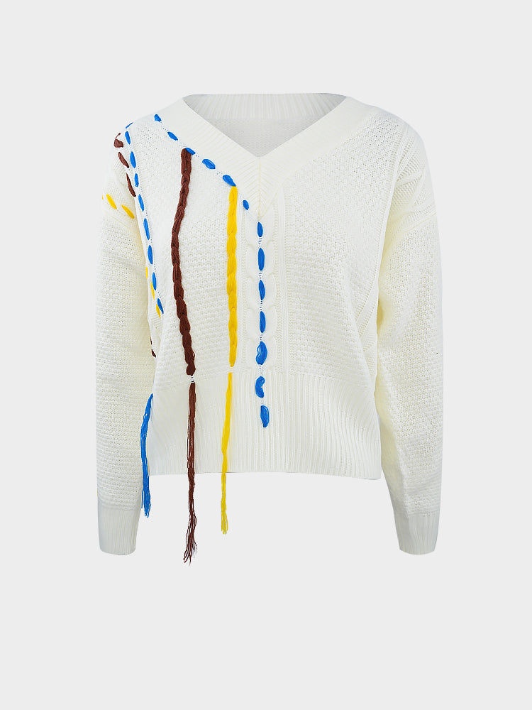 Contrast Tassel Sweater