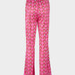 Pink Heart Knit High Waist Bell Pants
