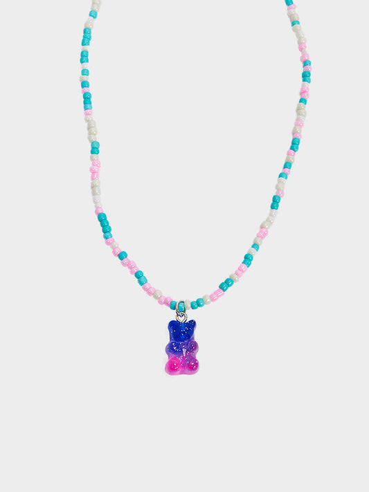 Colorful Beads Bear Necklace