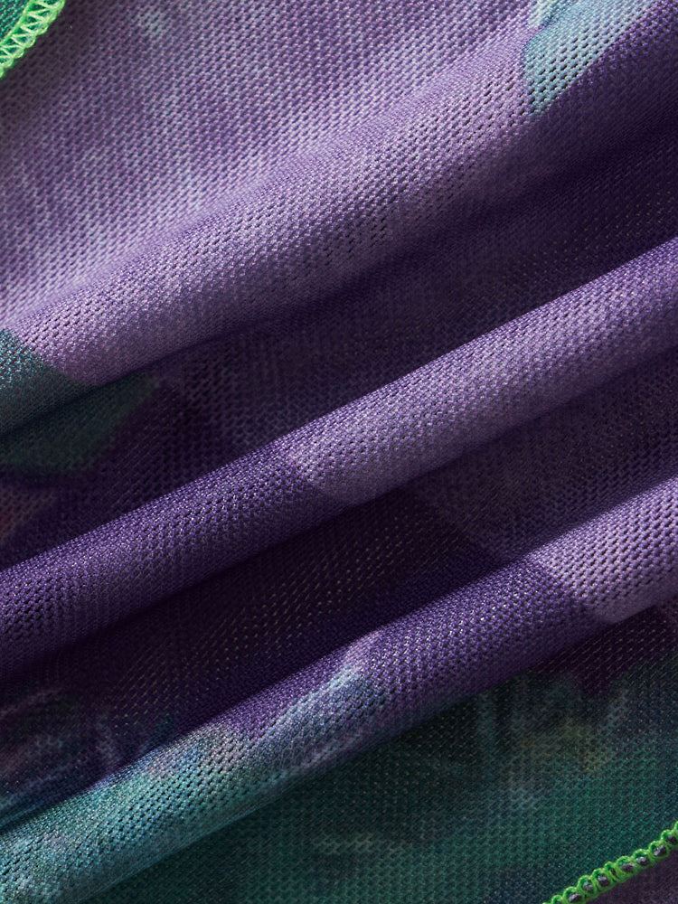 Multicolour Irregular Stitching Mesh Top