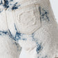 Tie-dye Ripped Distressed Mottled Denim Shorts