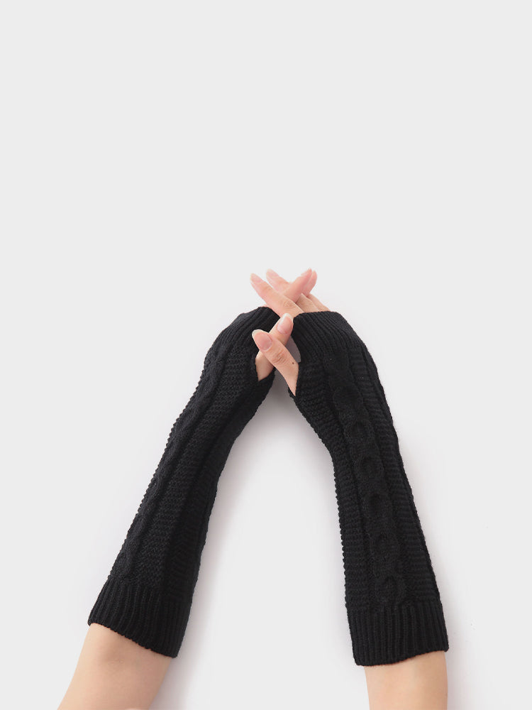 Coarse Twist Fingerless Sleeve Gloves