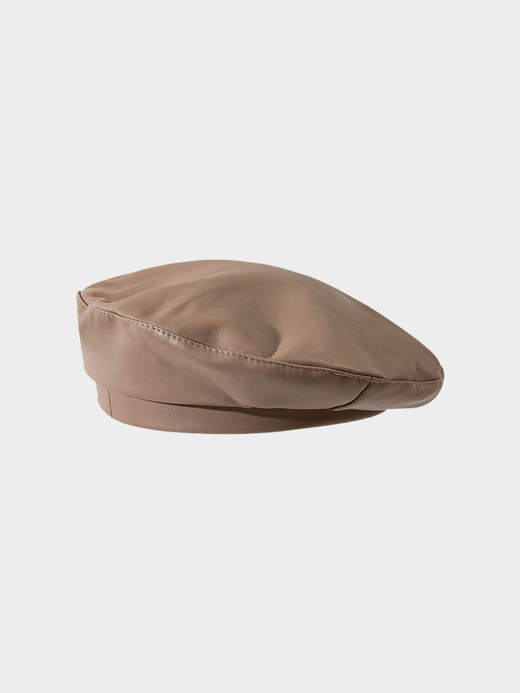 PU Leather Solid Color Hat