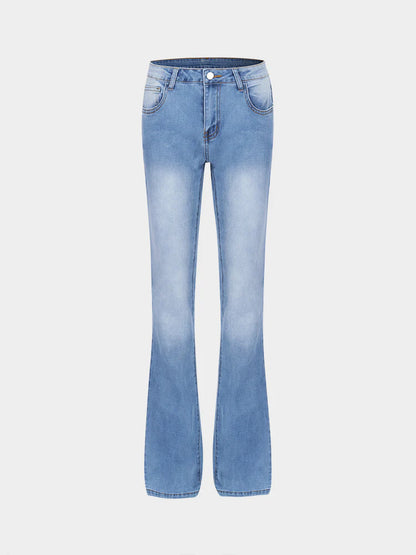 Two-Tone Flared Denim Medium Stretch Jeans