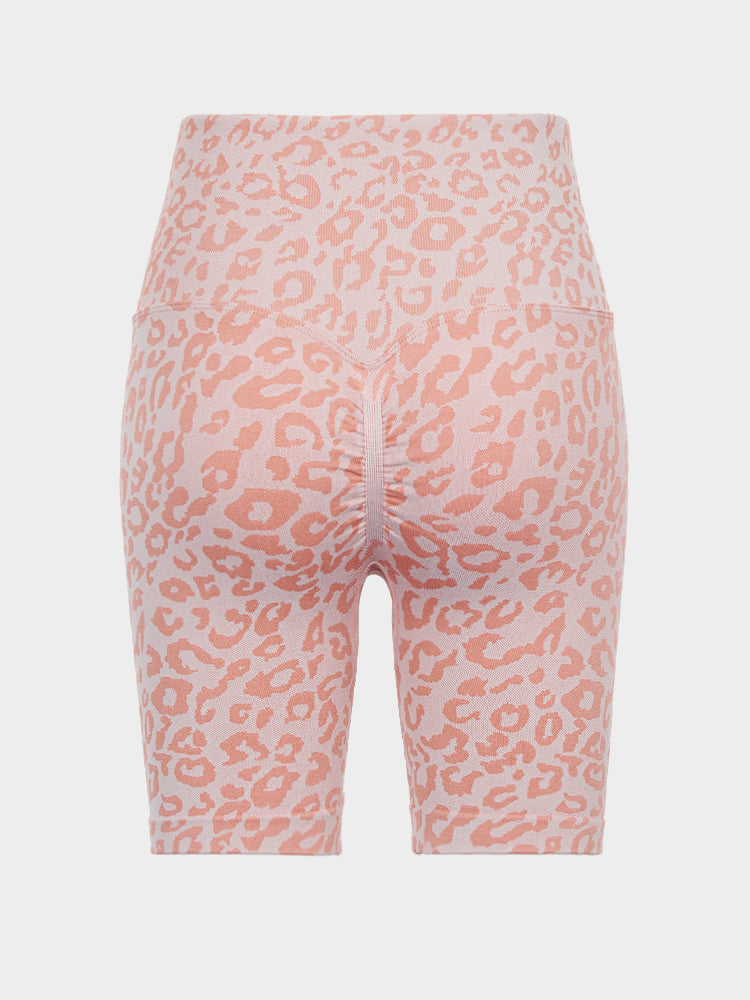 Pink Leopard Print Sports Shorts