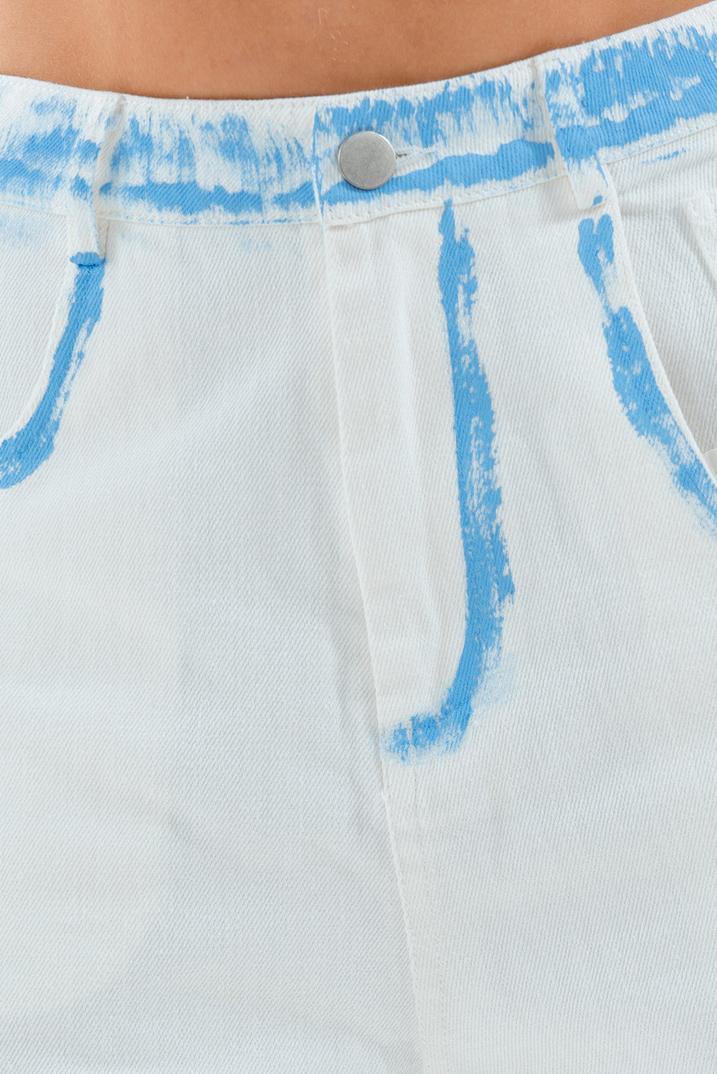 White Denim Spray Painting Stroke Jeans