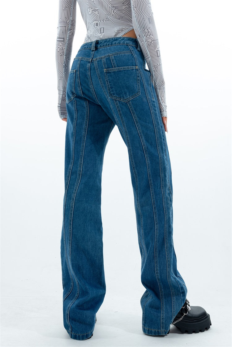 Blue Asymmetric Split Trousers