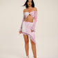 Women's Summer Two Piece Set Vintage Print Irregular Skirt Hem Mini Skirt Backless Halterneck Sleeves Crop Top Beach