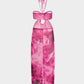 Hollow Neck Slim Fit Rose Print Wrapped Hip Dress