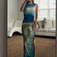 Women's Fashion Abstract Halo Dye Gradient Printing Tank Top Dress