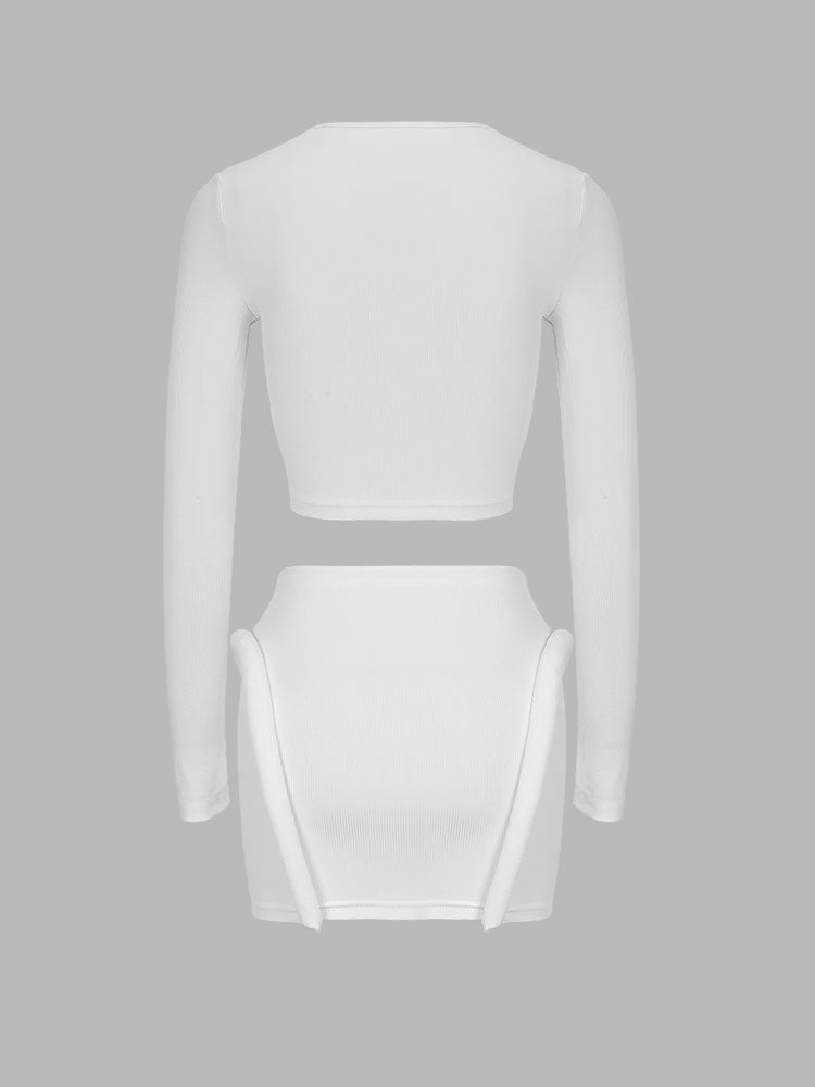 Slim Long Sleeve Three-dimensional Short Skirt Suit