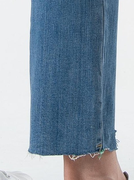 Retro Style Mini-flared High Stretch Jeans