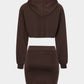 Short Hooded Sweater And Skirt Suit