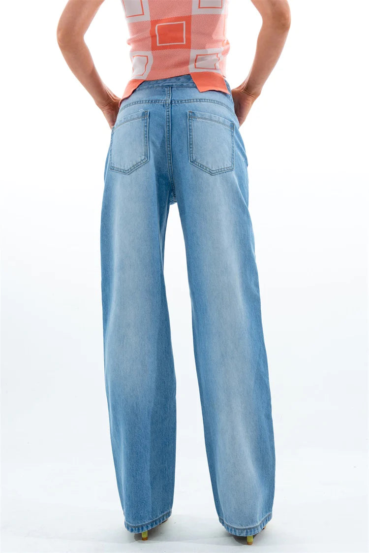 Blue Plaid Patch Jeans