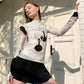 Futuristic Printed T-shirt With Sleeves For Women Fashion Girls