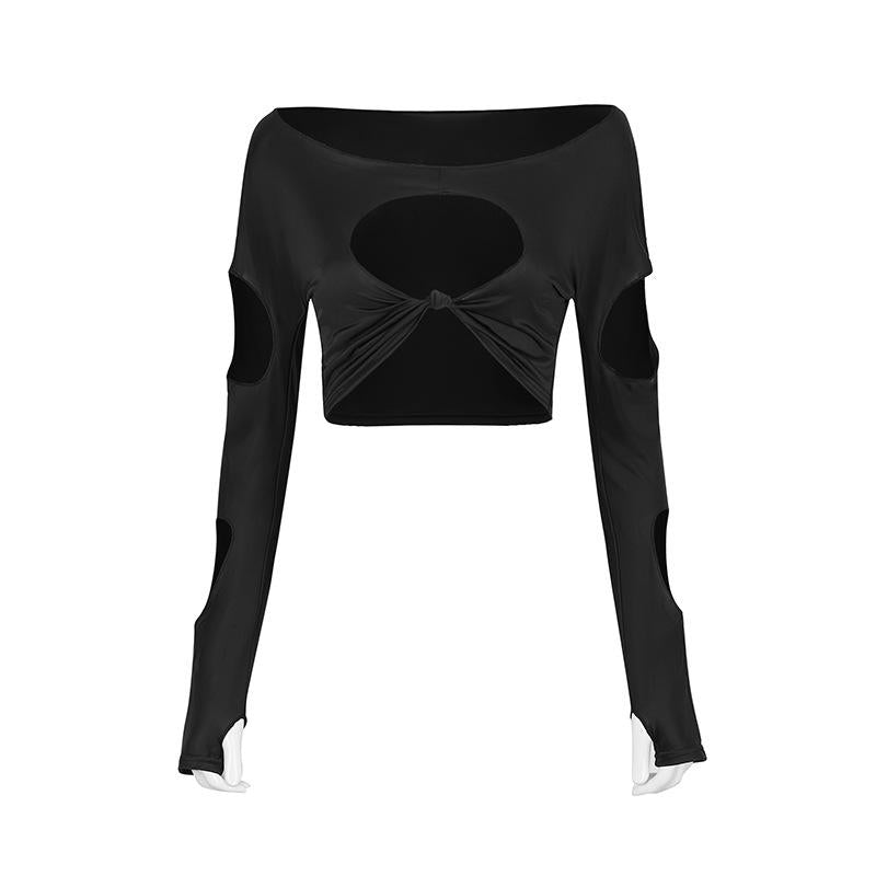 Women's Sexy Hollow Mesh Long Sleeve T-Shirt