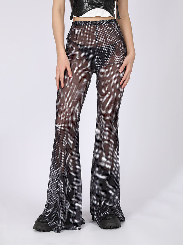 Streamer - Psychedelic Gauze Perspective Flared Pants