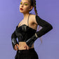 Halter Leather Tube top Long Sleeve Two-Piece Suit