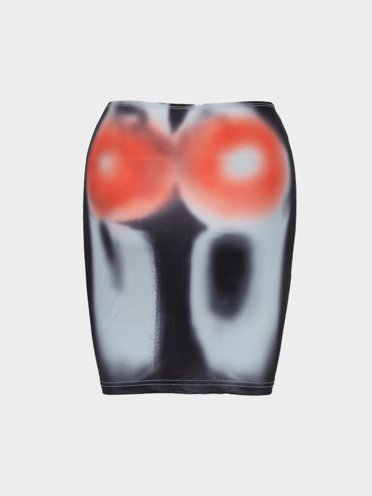 Thermostimulative Slanted Shoulder Sexy Hollow 3D Printed Slim Skirt