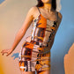 3D Abstract Print Halter Top Hip Half Skirt Set