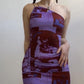 Abstract Print One-Shoulder Lace-up Slim-Fit  Wrap Dress
