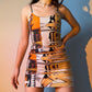 3D Abstract Print Halter Top Hip Half Skirt Set