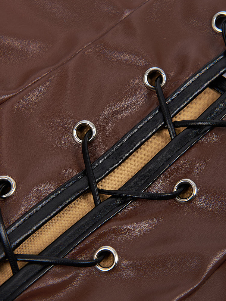 Brown Leather Strap Vest