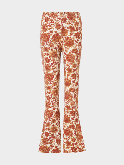 Orange Flower Print Pants