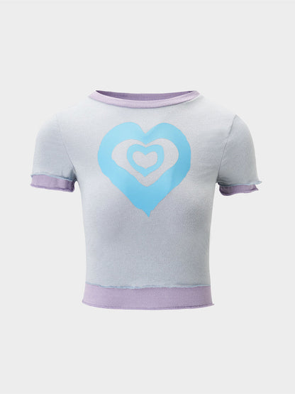 Grey Heart Print T-Shirt