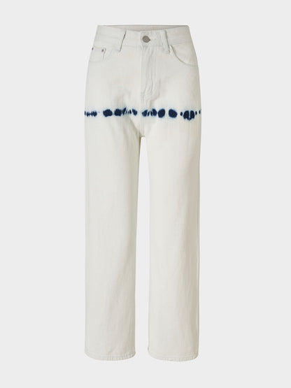 White Tie-dye Wide-leg Pants