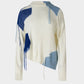 White Contrasting Color Stitching Irregular Sweater