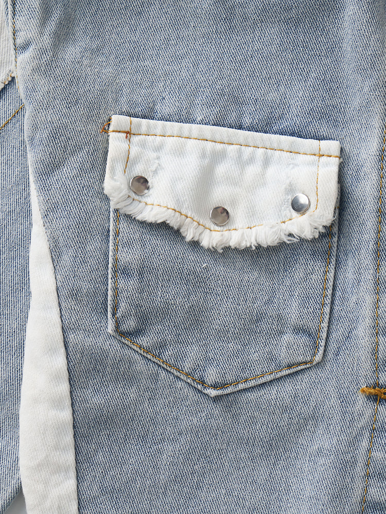 Stitching Contrast Denim Jacket