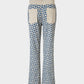 Blue Checkered Flowers Jeans